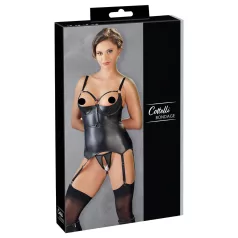  Cottelli Bondage - glänzendes Push-up-Top mit Fessel (schwarz) - XL