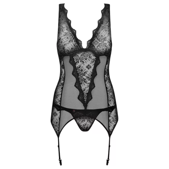 Obsessive Emperita - zart gesticktes Top und String (schwarz)