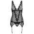 Obsessive Emperita - Fein besticktes Top und String (Schwarz)