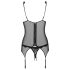 Obsessive Emperita - Fein besticktes Top und String (Schwarz)