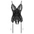 Cottelli - Spitzen-Top mit offenem Design und Tanga (schwarz)