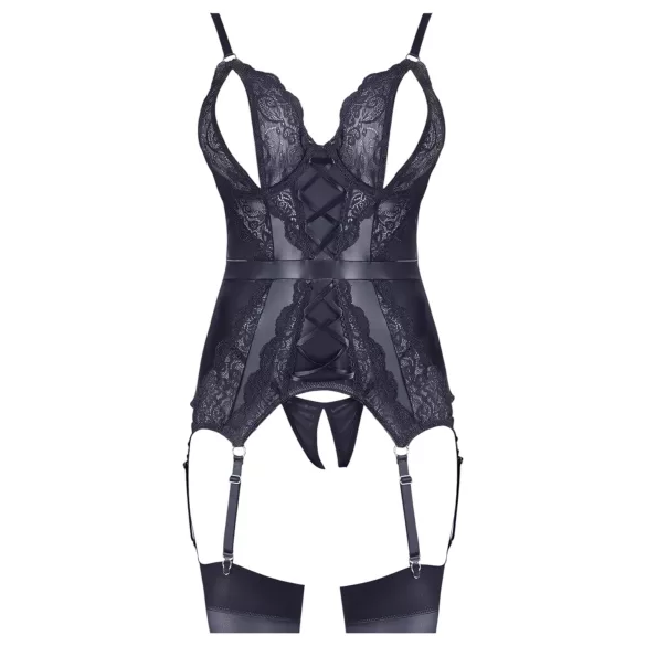 Cottelli - Spitze Offenes Oberteil & Tanga (schwarz)