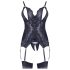 Cottelli - Spitzen-Top mit offenem Design und Tanga (schwarz)