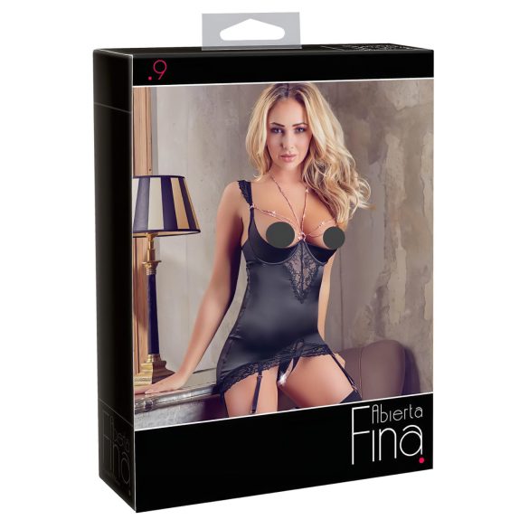 Abierta Fina - Glänzendes Ketten-Set (schwarz) - 85B/L