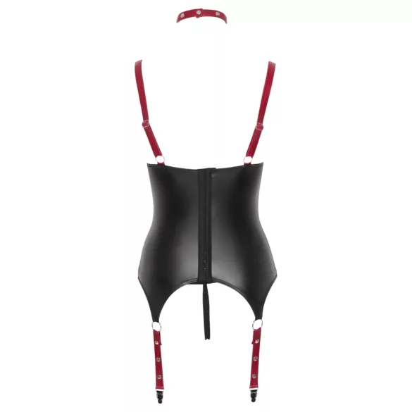 Cottelli Bondage - Glänzendes Hebe-Top mit Halsband (schwarz)