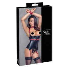   Cottelli Bondage - Glänzendes Hebe-Top mit Halsband (schwarz) - M