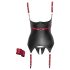 Cottelli Bondage - Glänzender Hebebh-Mieder mit Halsband (Schwarz) - XL