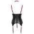 Cottelli Bondage - Glänzender Hebebh-Mieder mit Halsband (Schwarz) - XL