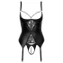Abierta Fina - Hebe-Top mit Strumpfhalter (schwarz) - L