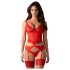 Obsessive Cupide Desir - durchsichtiges Spitzen-Set (rot)