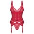 Obsessive Cupide Desir - durchsichtiges Spitzen-Set (rot)