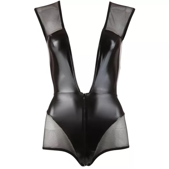 Cottelli - Glänzender Netz-Body (schwarz) - XL