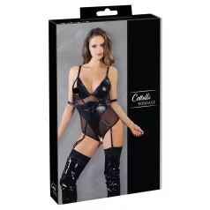   Cottelli Bondage - glänzender Body mit Handschellen (schwarz)