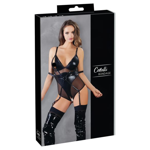 Cottelli Bondage – Glänzender Body mit Fesseln (Schwarz)