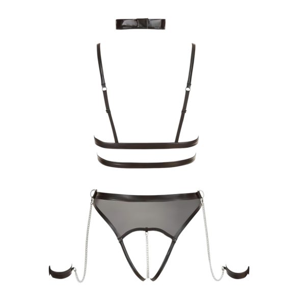 Cottelli Bondage - Strappy Open-Body mit Ketten (Schwarz) - M