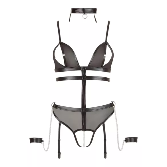 Cottelli Bondage - Strappy Open-Body mit Ketten (Schwarz) - L