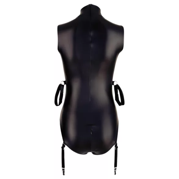 Cottelli Bondage - Ärmeloser, glänzender Body & Armfessel (Schwarz)