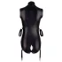 Cottelli Bondage - Ärmeloser, glänzender Body & Armfessel (Schwarz) - L