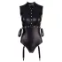 Cottelli Bondage - Ärmeloser, glänzender Body & Armfessel (Schwarz) - XL