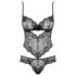 Obsessive Alluria - Blumen-Spitzenbody (schwarz)