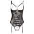 Abierta Fina - Funkelnder Spitzenteddy mit offenen Details (Schwarz)