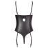 Abierta Fina - Funkelnder Spitzenteddy mit offenen Details (Schwarz)