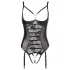 Abierta Fina - Funkelndes Spitzen-Body mit offenem Träger (schwarz) - 85C/L