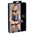 Cottelli Bondage - Glänzender Body mit offenen Cups & Handfesseln (Schwarz)