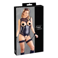   Cottelli Bondage - Glänzender Offener Body & Handfesseln (Schwarz) - L