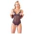 Cottelli - Spitzen-Body mit Perlen, offen (schwarz) - L