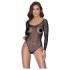 NO:XQSE - Langarm-Glitzer-Netz-Body - Schwarz (S-L)