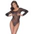 NO:XQSE - Langarm-Glitzer-Netz-Body - Schwarz (S-L)