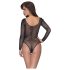 NO:XQSE - Langarm-Glitzer-Netz-Body - Schwarz (S-L)