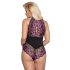 Cottelli Plus Size - Blumenkörper, schwarz-lila - 3XL