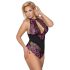 Cottelli Plus Size - Blumen-Body (schwarz-lila) - 4XL