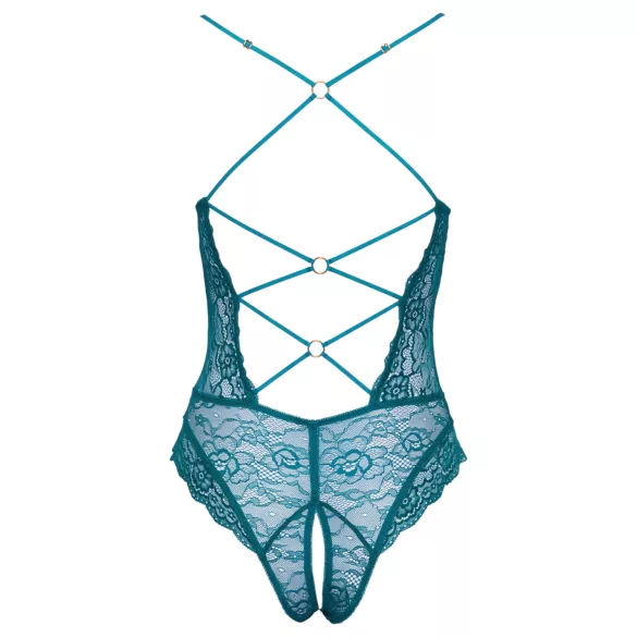 Cottelli - Schnür-Body aus Spitze, offen (grün)