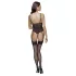 Cottelli - Strumpfhalter, Spitzen-Body mit offenem Design (schwarz)