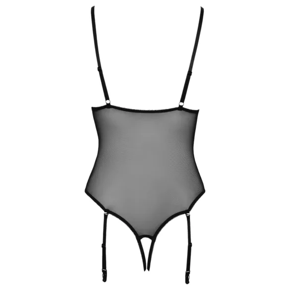 Cottelli - Strumpfhalter, Spitzen-Body mit offenem Design (schwarz)