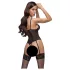 Cottelli - Strumpfhalter, Spitzen-Body mit offenem Design (schwarz) - M