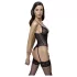 Cottelli - Strumpfhalter, Spitzen-Body mit offenem Design (schwarz) - L