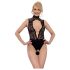 Abierta Fina - Strasszierter Body mit Spitze (schwarz)