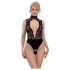 Abierta Fina - Strasszierter Body mit Spitze (schwarz)