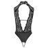 Abierta Fina - Strasszierter Body mit Spitze (schwarz)