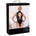 Abierta Fina - Strasszierter Body mit Spitze (schwarz)
