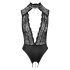 Abierta Fina - Strasszierter Body mit Spitze (schwarz)