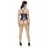 Cottelli Bondage - Glänzender, offener Body mit Ringen (schwarz)
