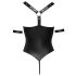Cottelli Bondage - Glänzender offener Body mit Ringen (schwarz)