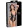 Cottelli Bondage - Glänzender, offener Body mit Ringen (schwarz) - M