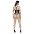 Cottelli Bondage - Glänzender offener Body mit Ringen (schwarz) - M