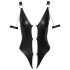 Cottelli Bondage - Glänzender offener Body mit Ringen (schwarz) - M